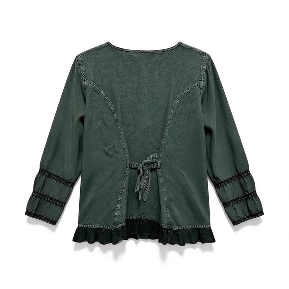 Romantic ROAMANS Forest Green Top 16W | Boho Gypsy Embroidered Revival Y2K Retro - Picture 3 of 10